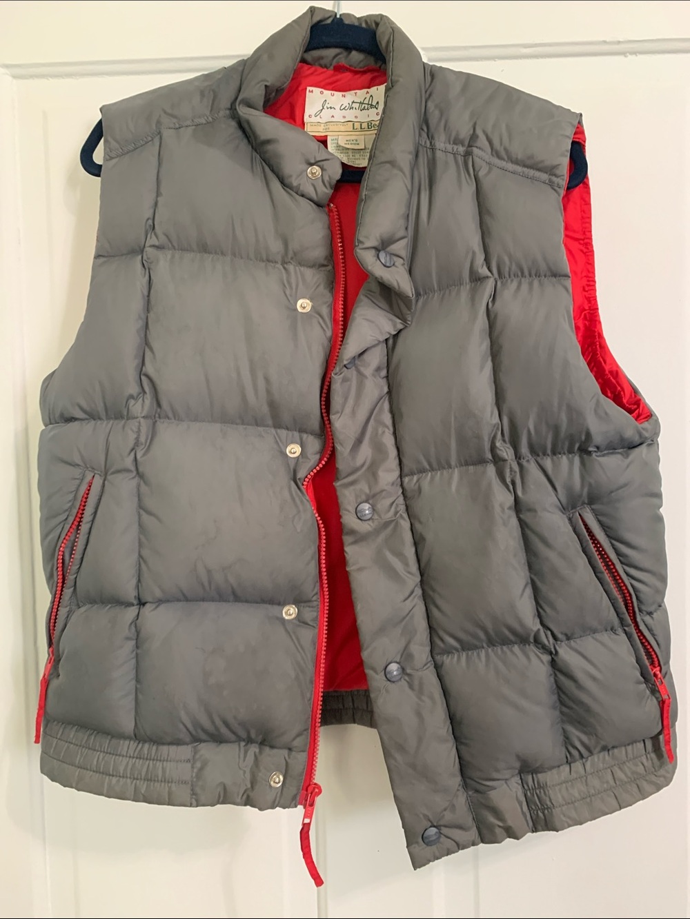L.L. Bean Red and Navy Quilted Down Vest